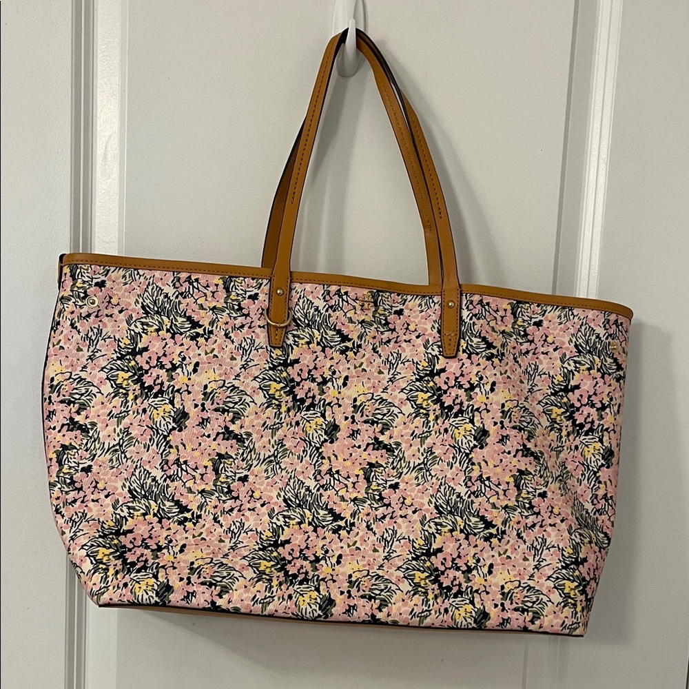 Tory Burch Floral Tote with Tan Accents